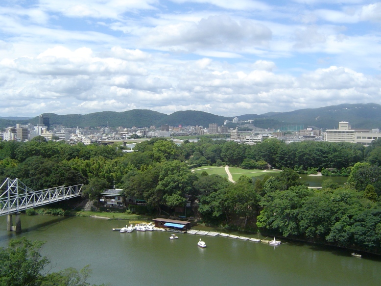 Okayama City as seen from Okayama Castle